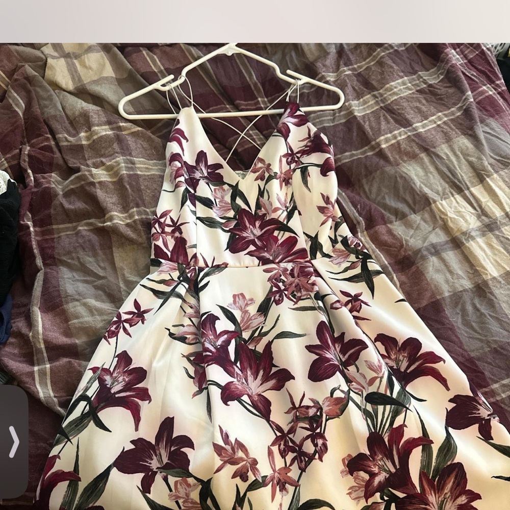 Charlotte Russe White and Purple Floral Backless Dress
